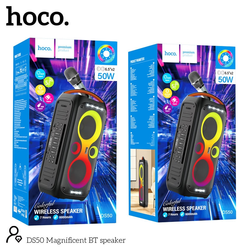 Hoco DS50 Magnificent Dual 6.5" LED BT Heavy Bass Speaker