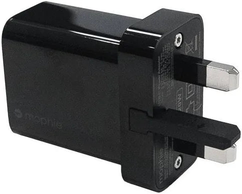 Mophie 20W Fast Charging Mains Adapter with USB-C Port Black - UK 3 Pin