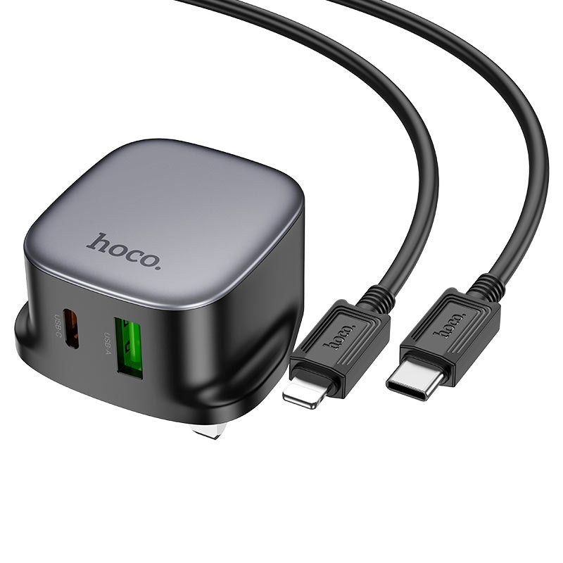 Hoco CS32B PD20W+QC3.0 Charger Set Dual Port ( C to iP) Black