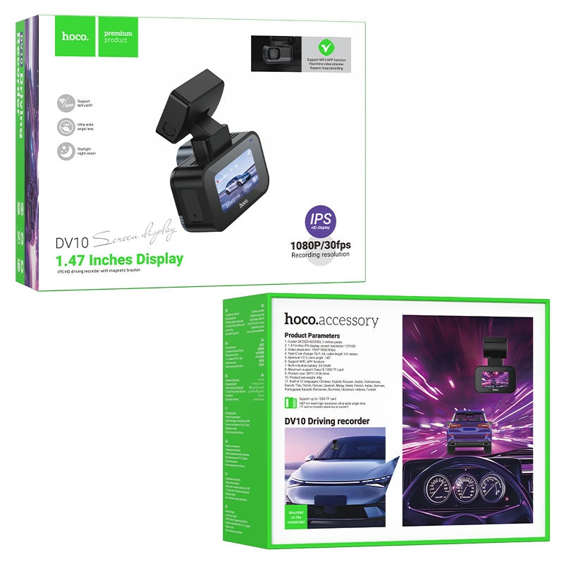 Hoco DV10 Mini 1.47'' Screen Dashcam 1080P Black