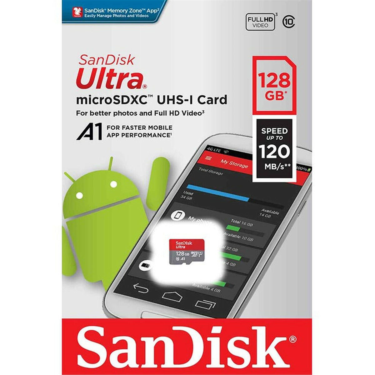 Sandisk Ultra C10 (Micro SDXC) 120MB/S 128GB